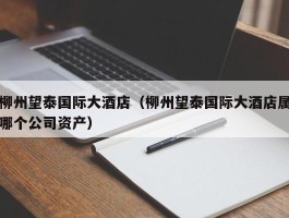 柳州望泰国际大酒店（柳州望泰国际大酒店属哪个公司资产）